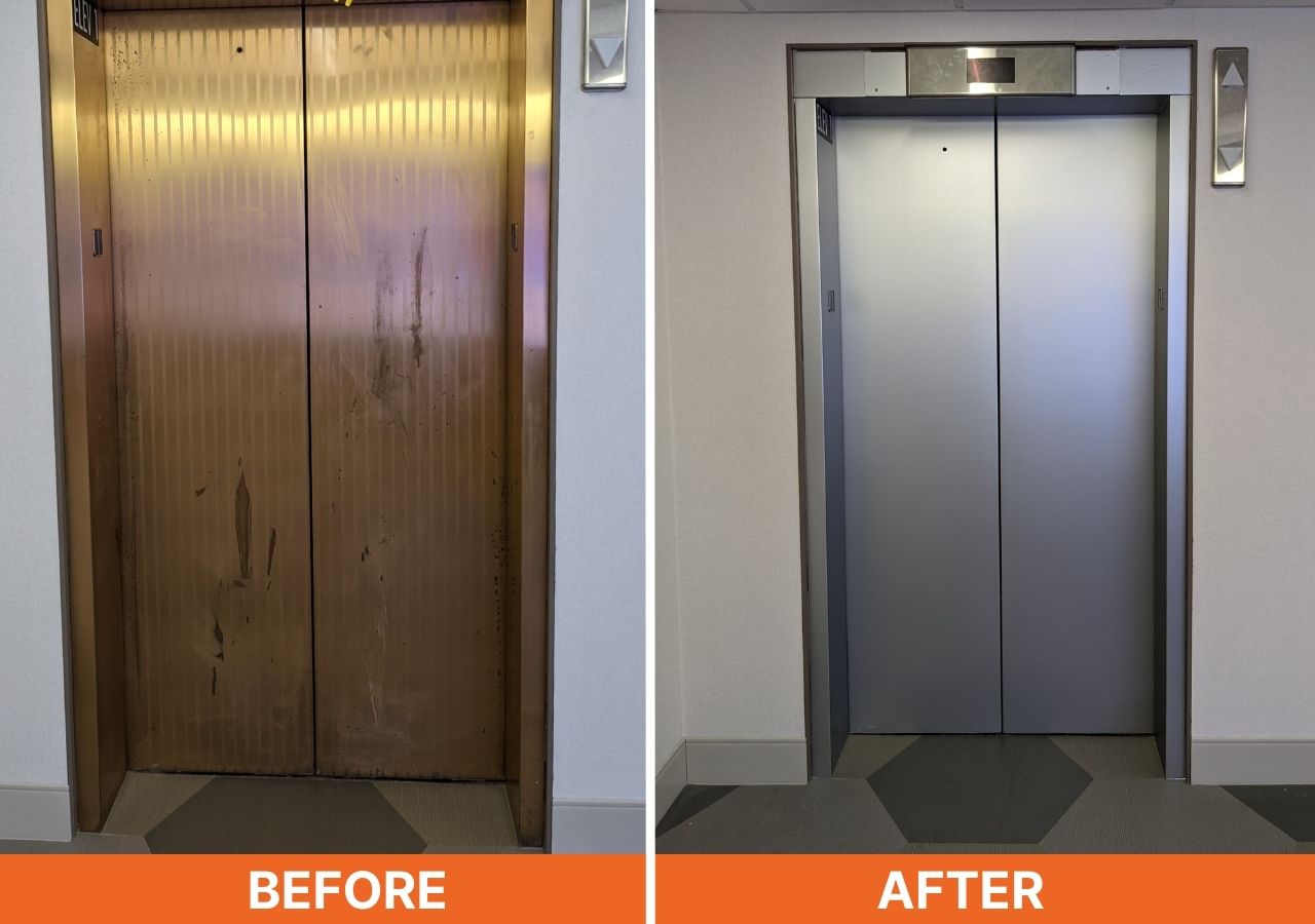 Elevator Architectural Film Clean Before & After Columbus, OH