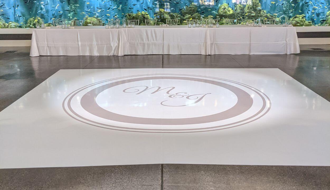 Wedding Bride & Groom Initial Dance Floor Wrap in Columbus Ohio