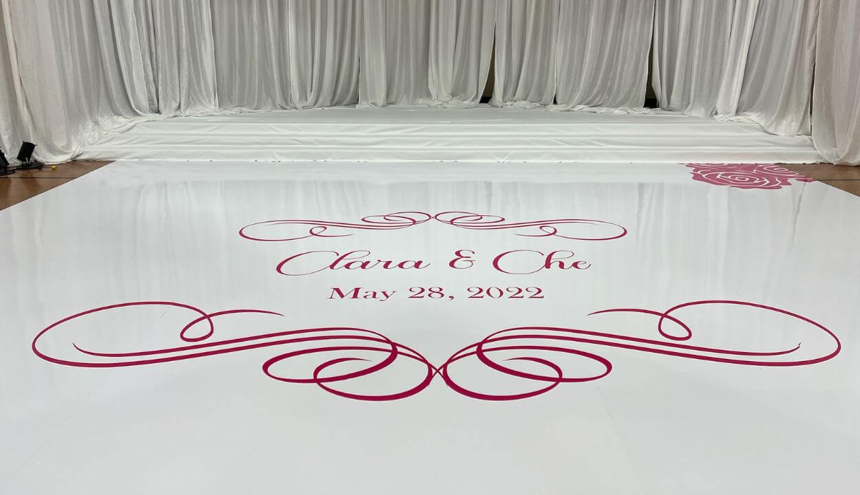Wedding Name & Date Dance Floor Wrap in Columbus Ohio